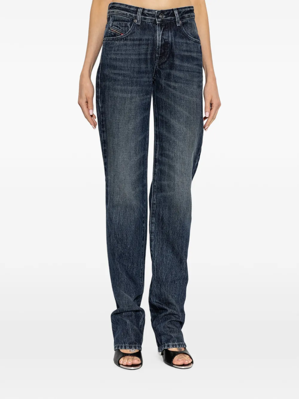 Diesel Jeans met vervaagd effect en split bij de zoom Blauw