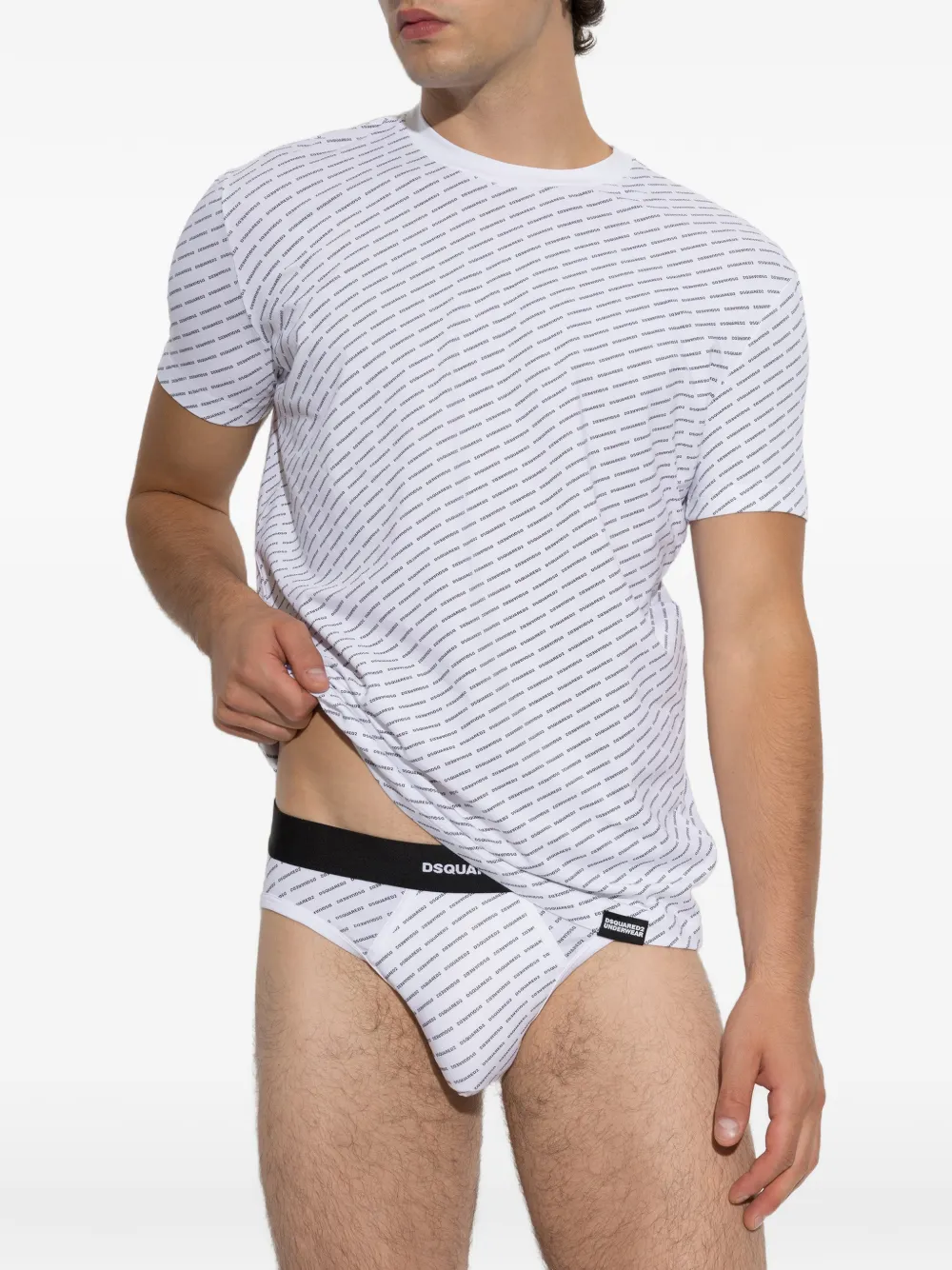 Dsquared2 Logo-print Briefs And Undershirt Set In White