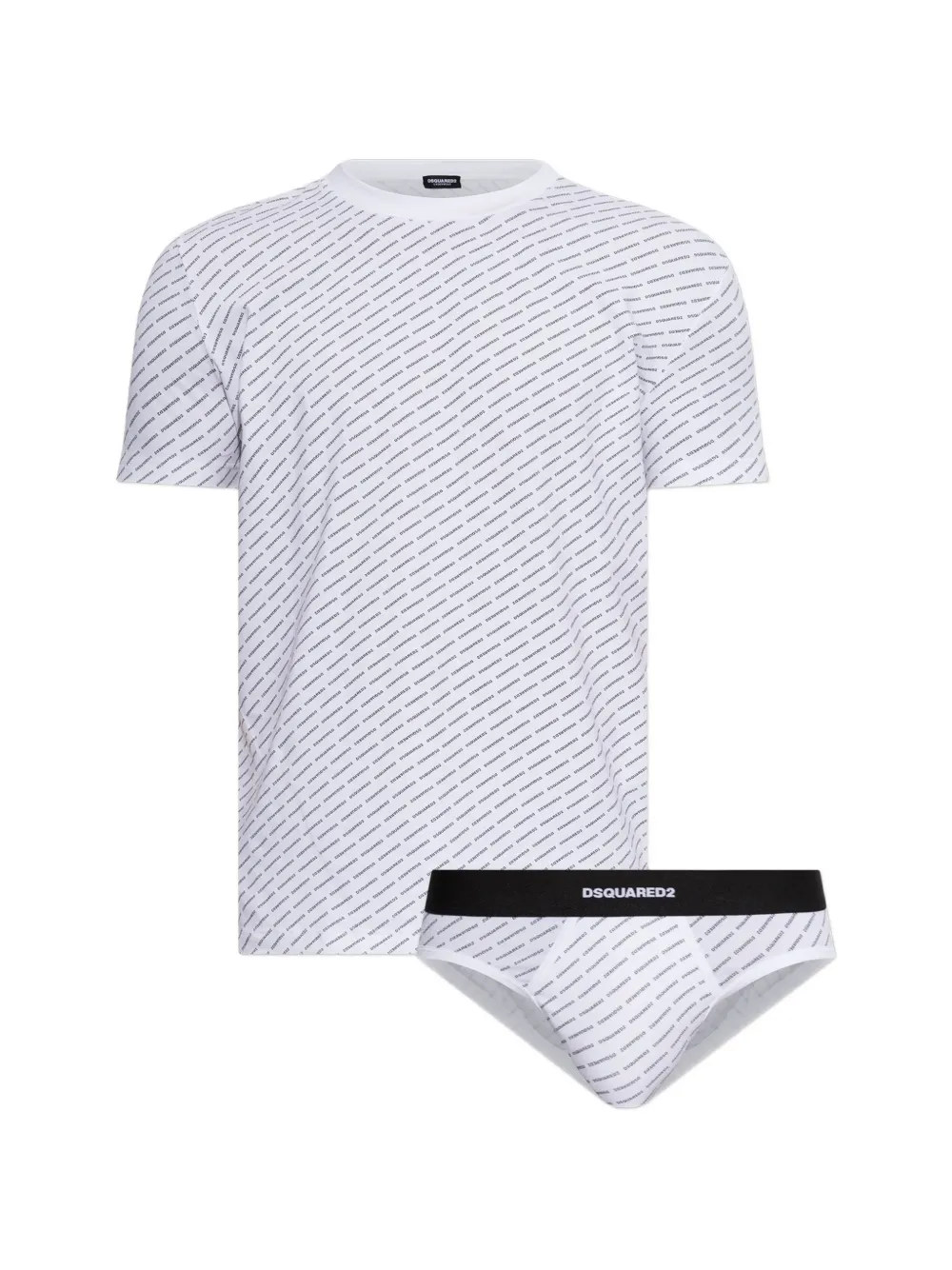 Dsquared2 Logo-print Briefs And Undershirt Set In White