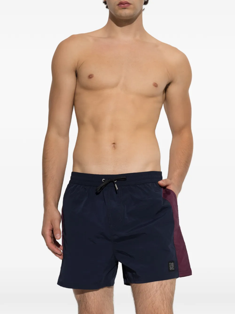 DSQUARED2 Zwembroek met logo-patch en zijstreep Blauw