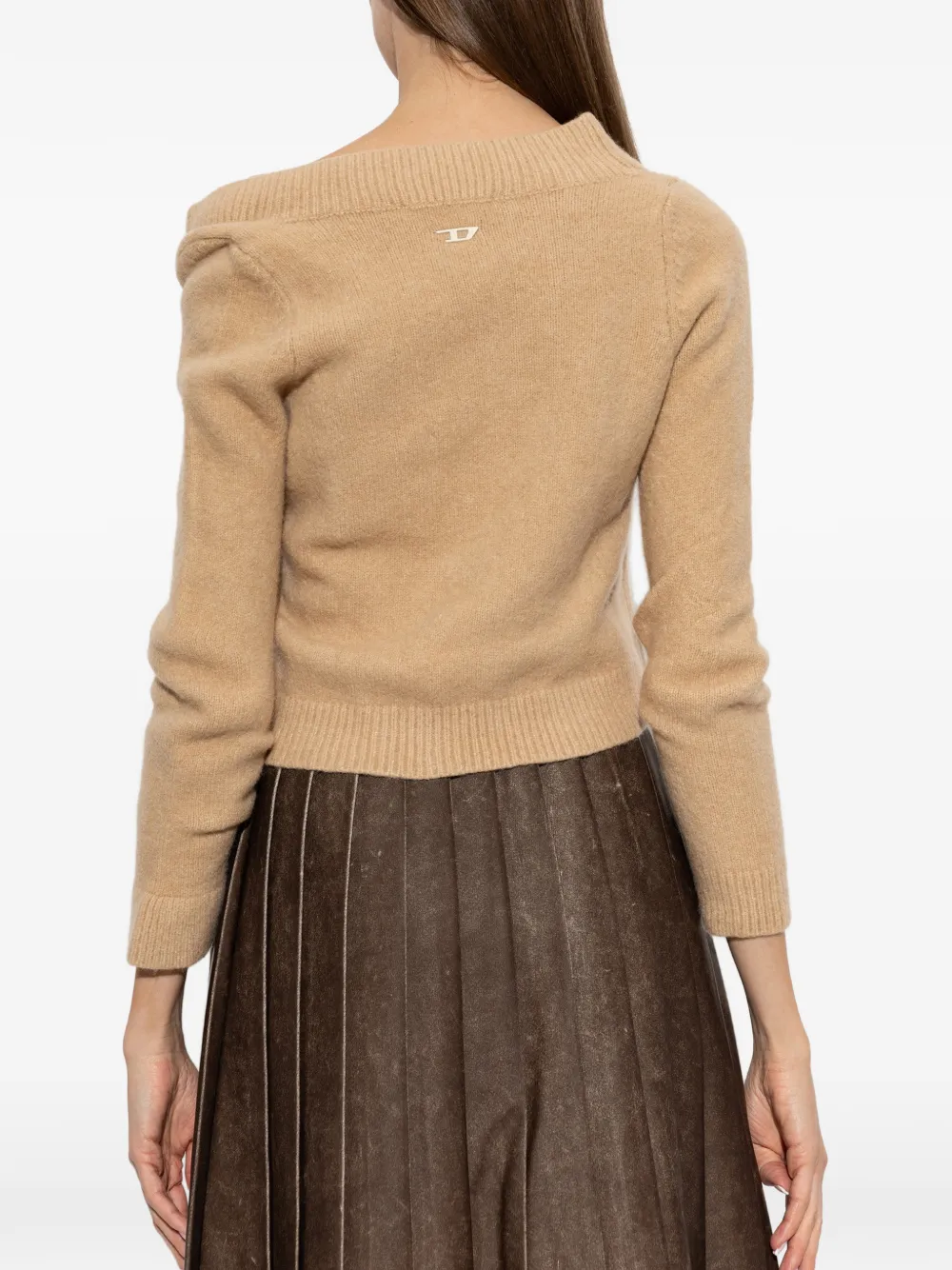 Diesel Cropped gebreid vest met gekreukt effect Beige