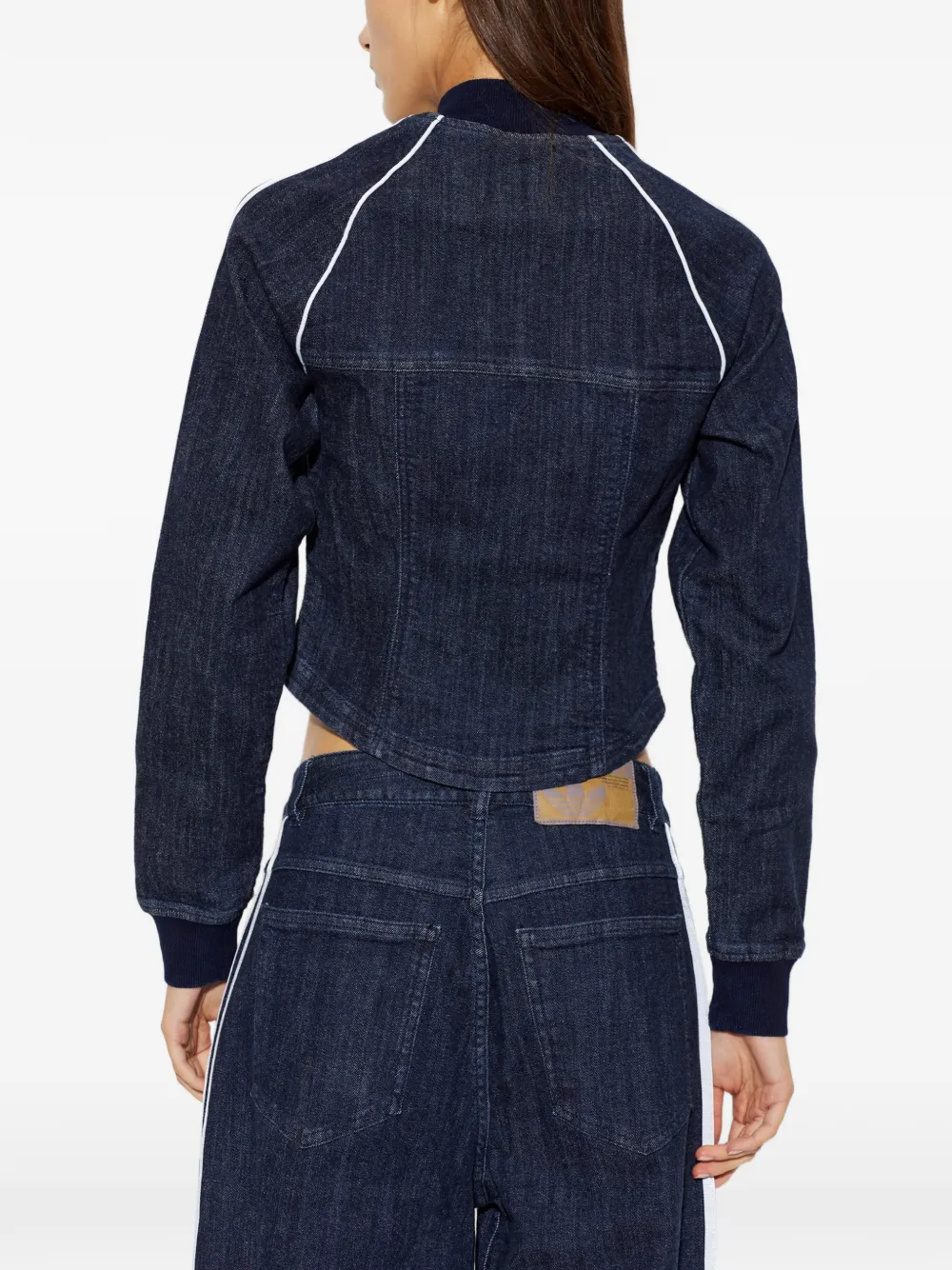 adidas Superstar Corset side-stripe denim jacket Blauw