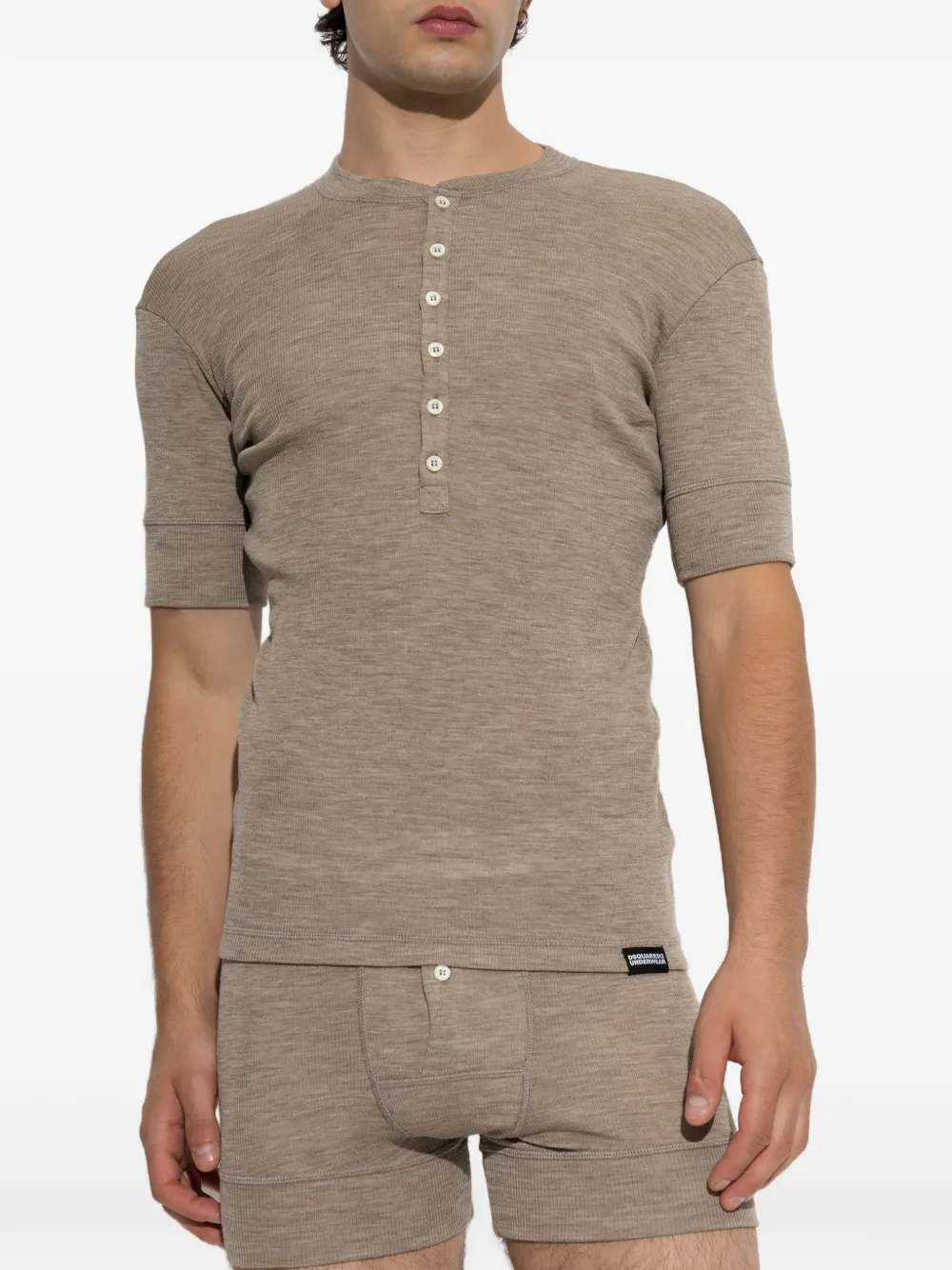 DSQUARED2 wool henley T-shirt - Toni neutri