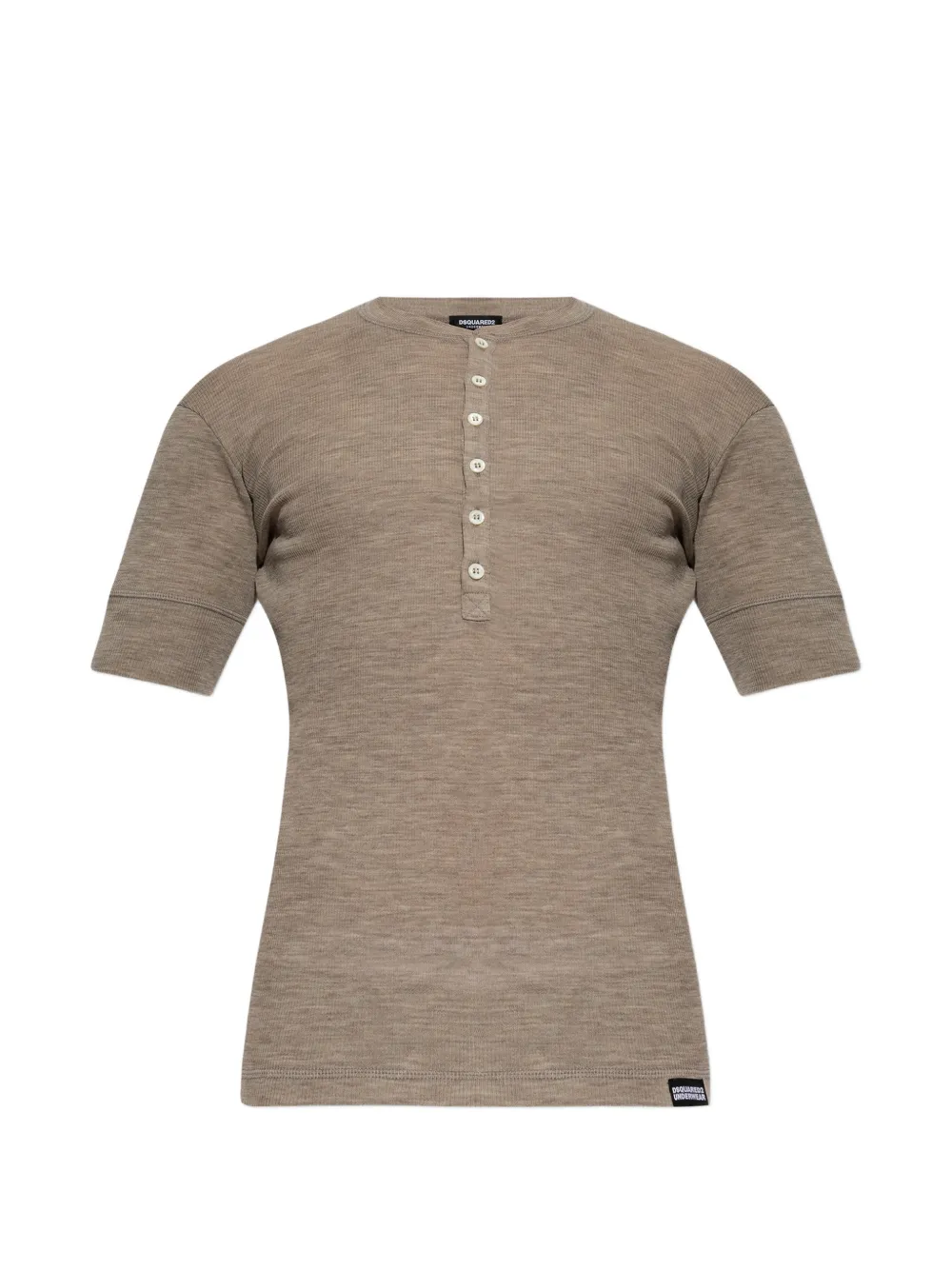 DSQUARED2 Wollen T-shirt met henley-hals Beige