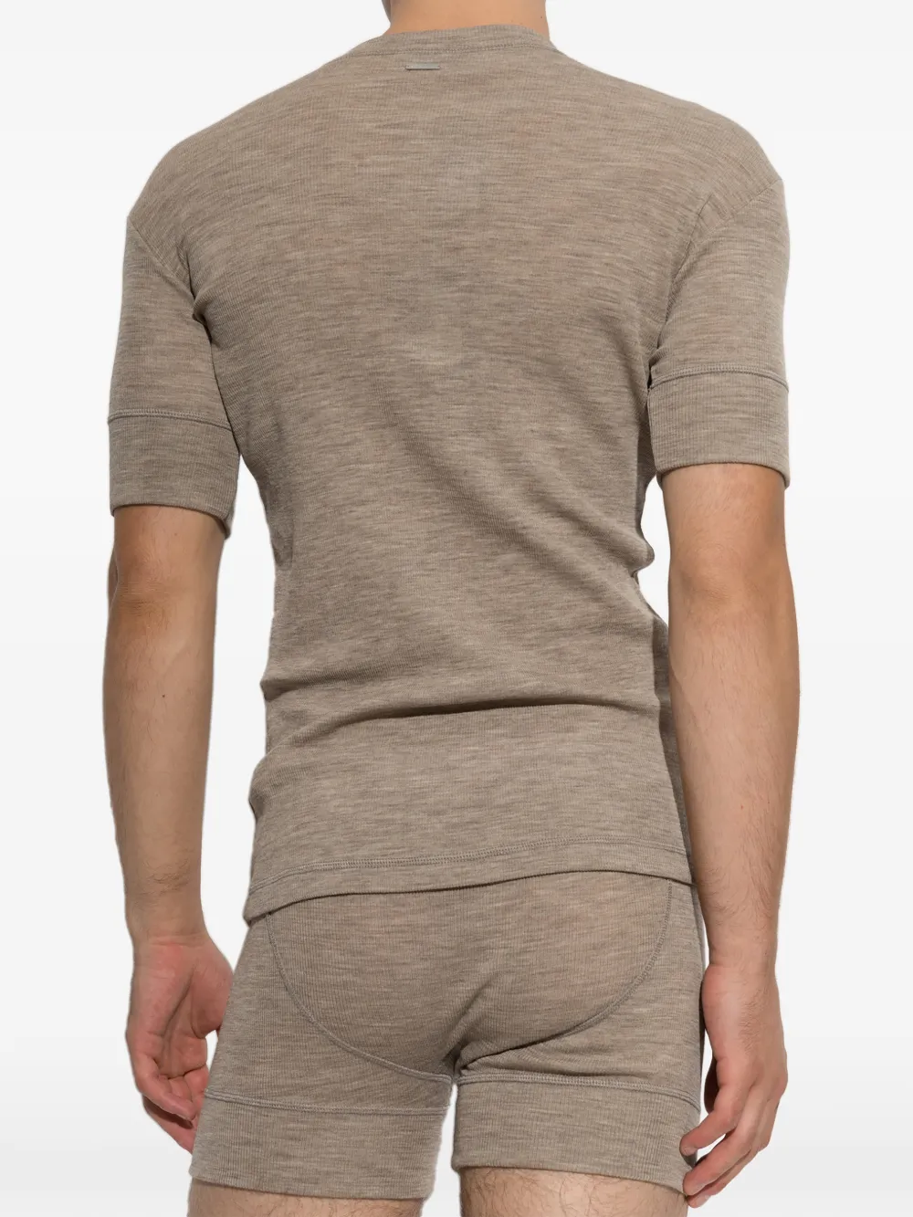DSQUARED2 Wollen T-shirt met henley-hals Beige