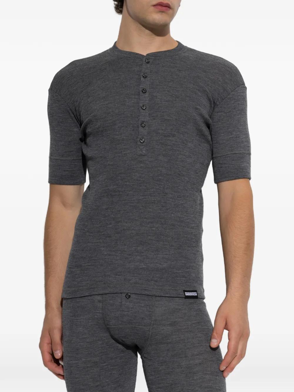 DSQUARED2 Wollen T-shirt met henley-hals Grijs