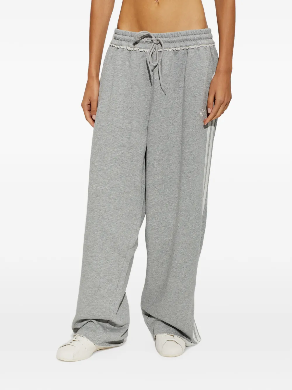 adidas logo-embroidered wide-leg track pants Grijs