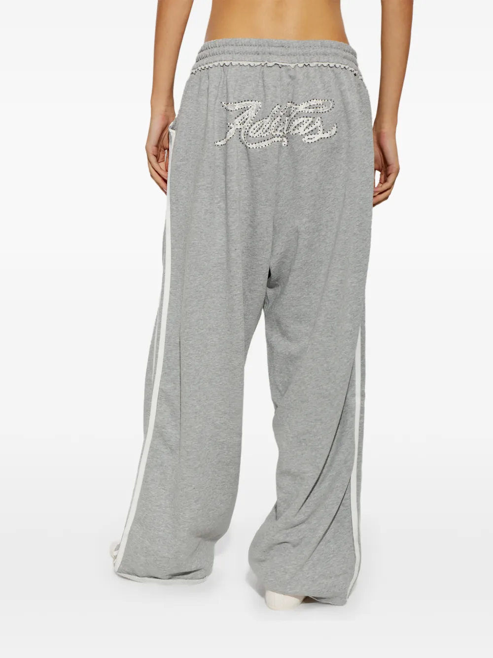 adidas logo-embroidered wide-leg track pants Grijs