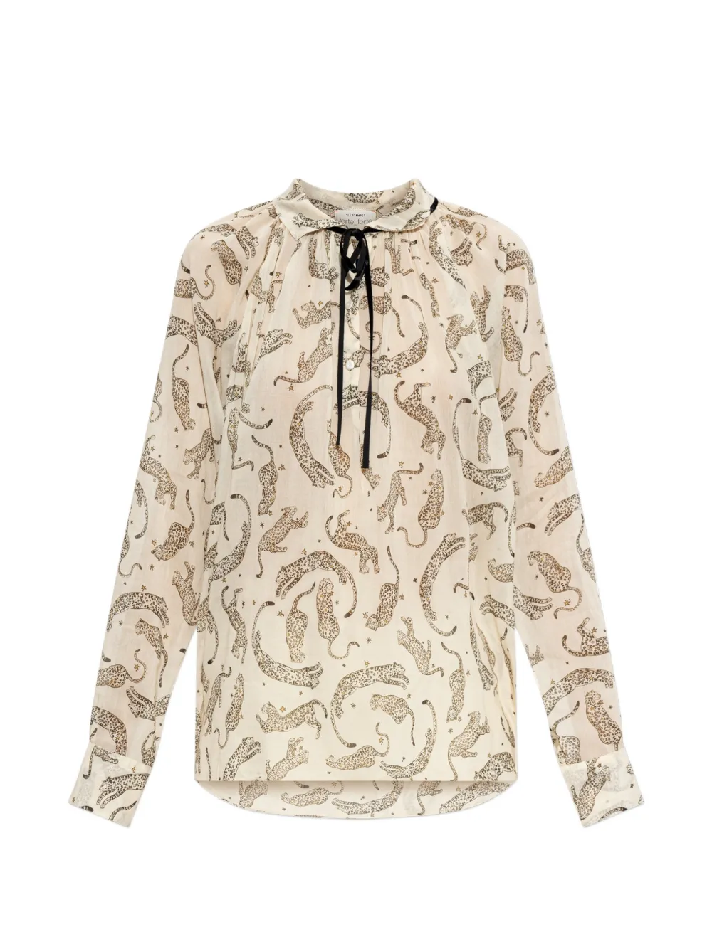 Forte Forte Animal-motif Tie-neck Blouse In 뉴트럴
