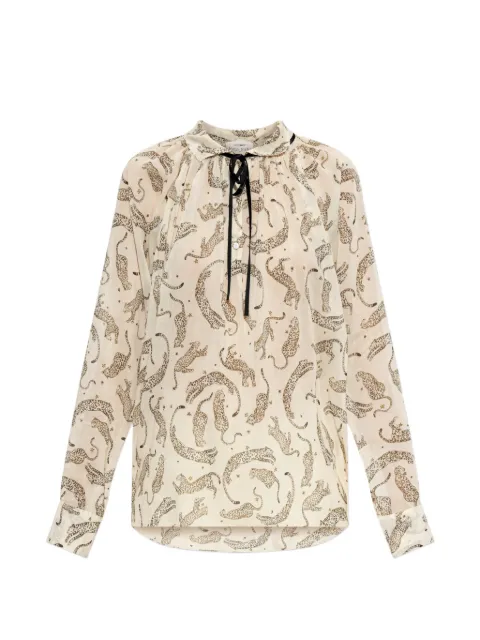 Forte Forte animal-motif tie-neck blouse