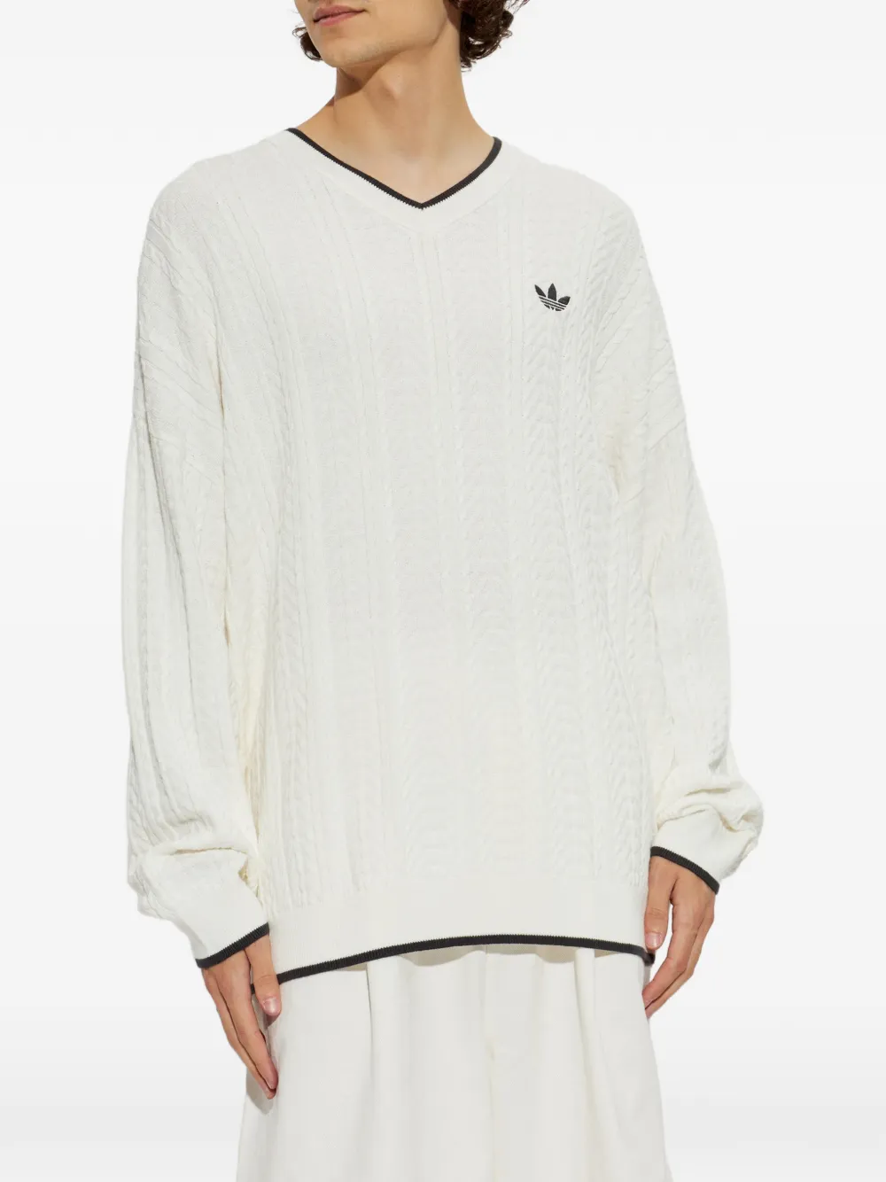 adidas cable-knit sweater Wit