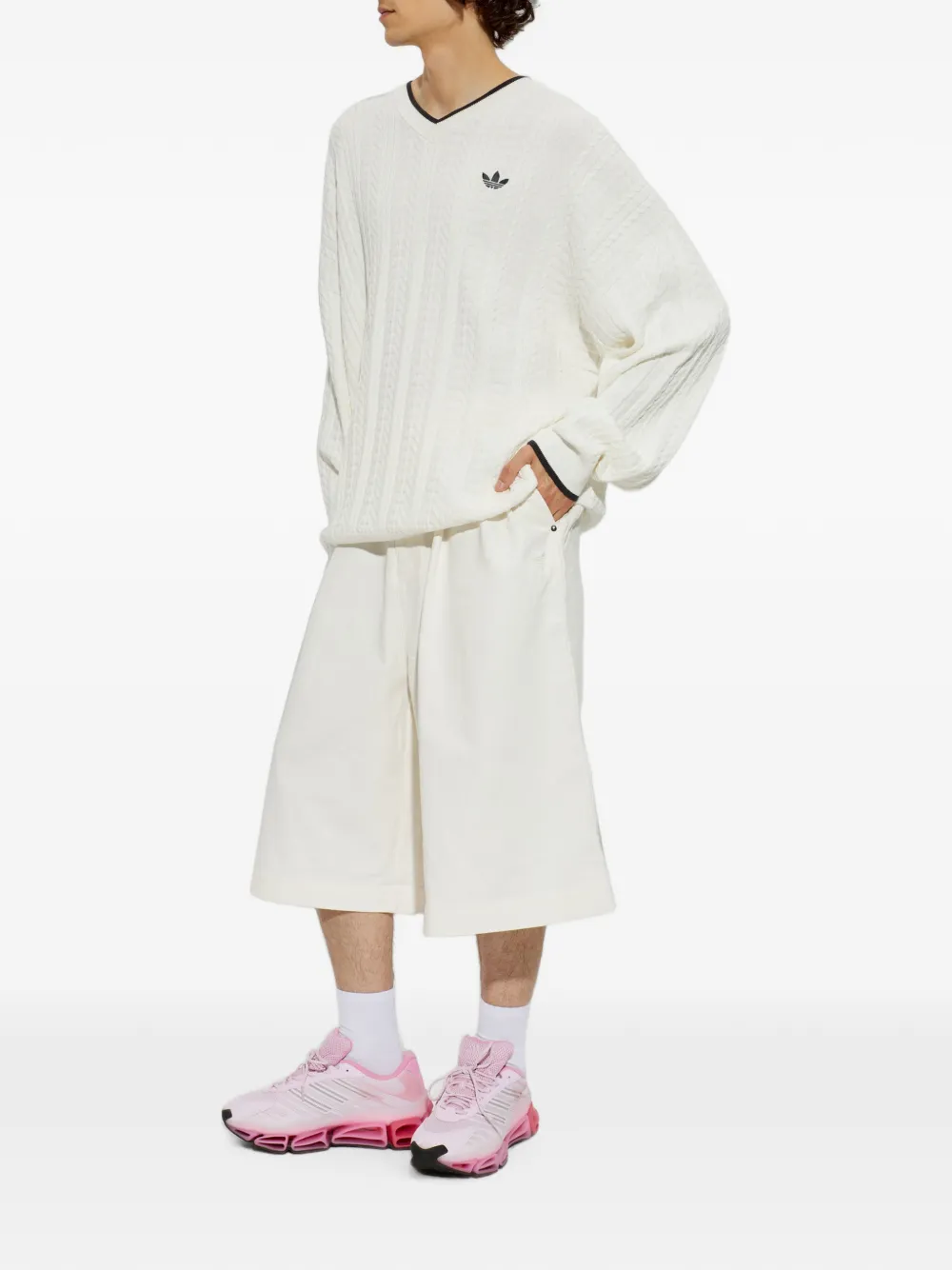 adidas cable-knit sweater Wit