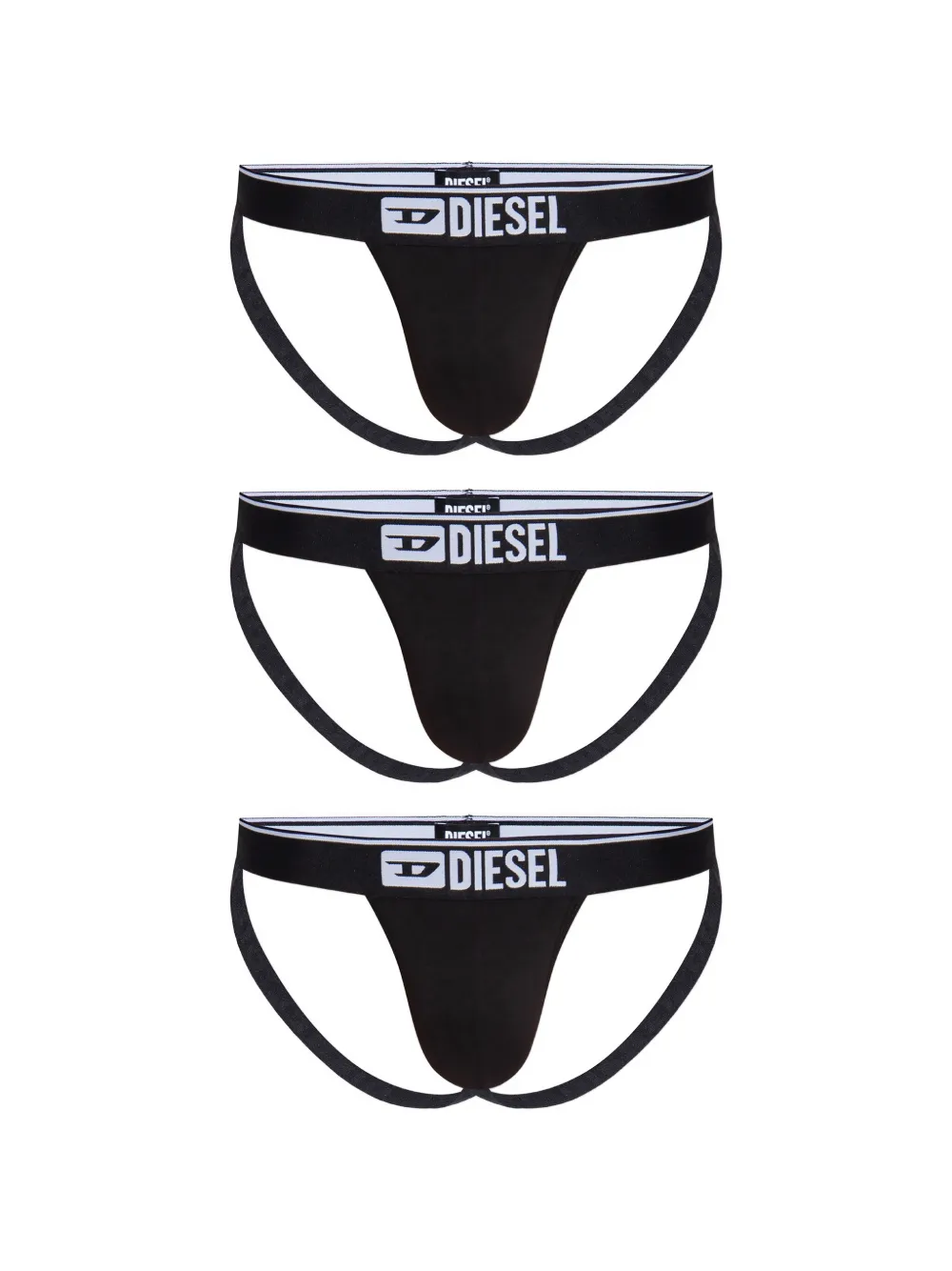 Diesel three-pack logo-waistband jockstraps - Nero