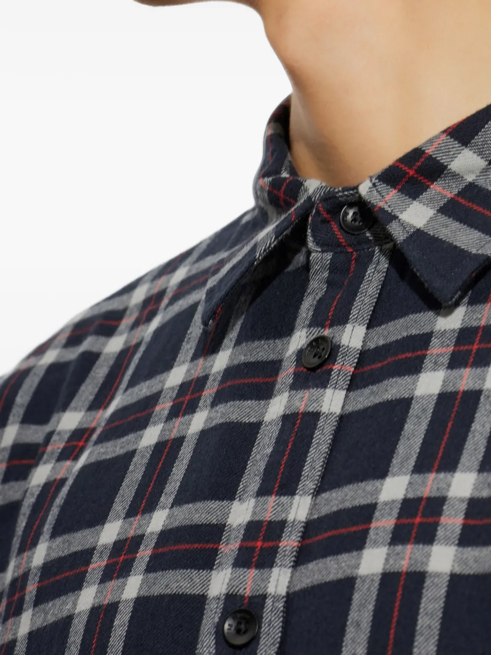 rag & bone Geruit katoenen overhemd Zwart