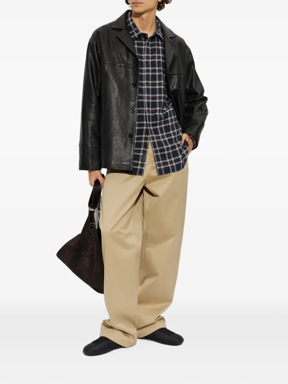 rag & bone Geruit katoenen overhemd Zwart