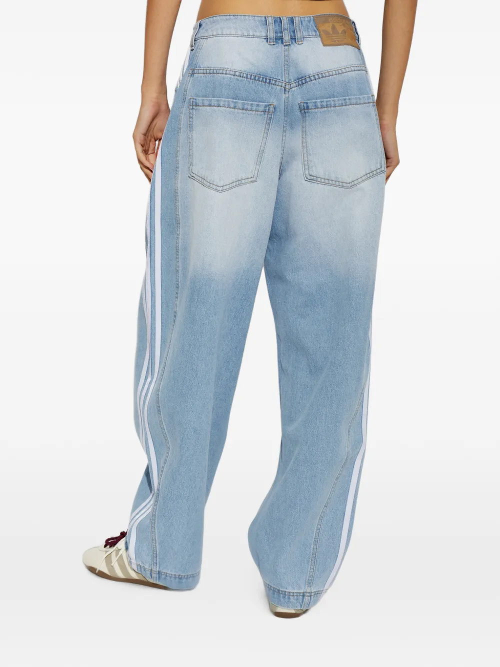 adidas side-stripe tapered jeans Blauw
