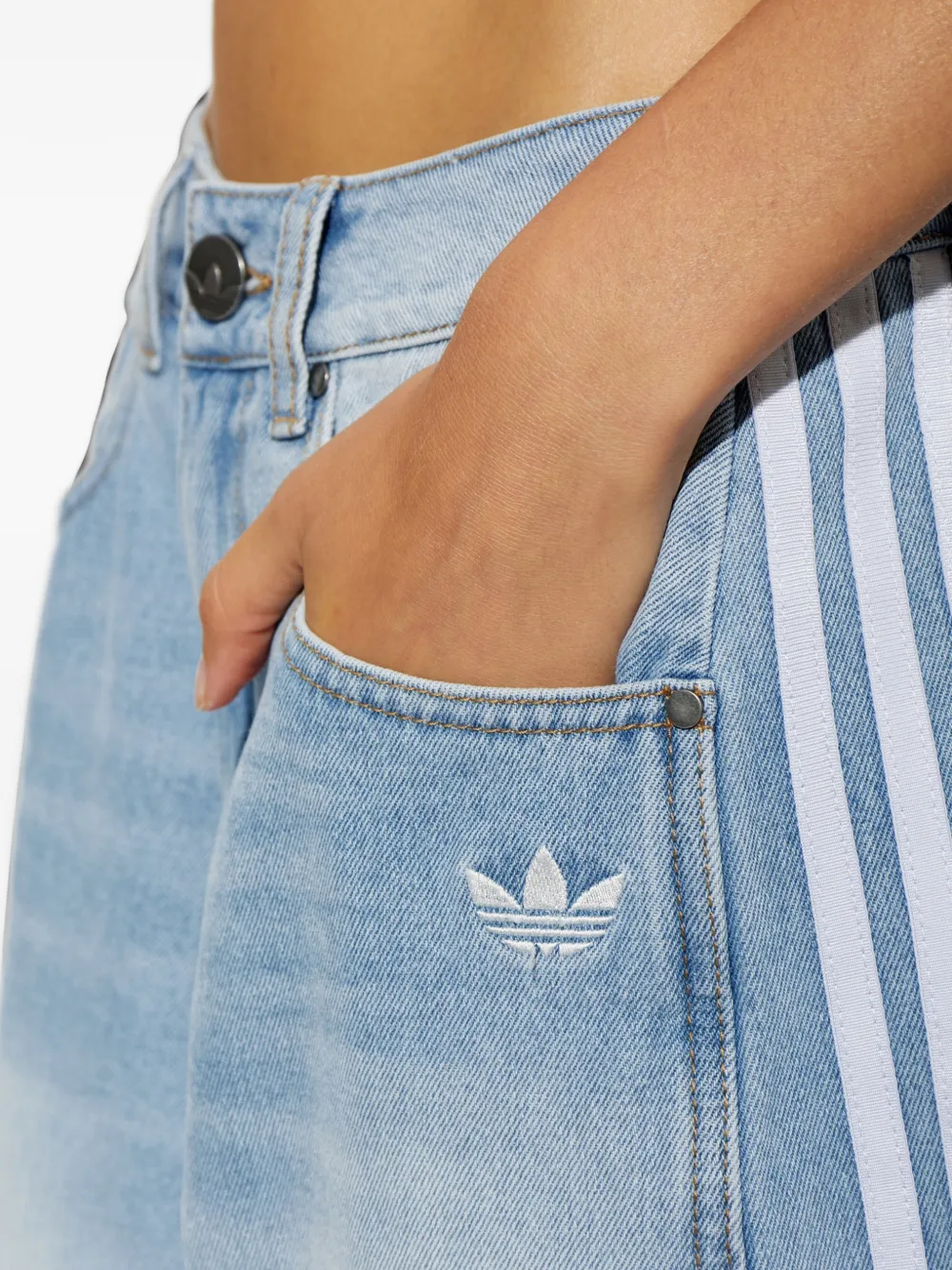 adidas side-stripe tapered jeans Blauw