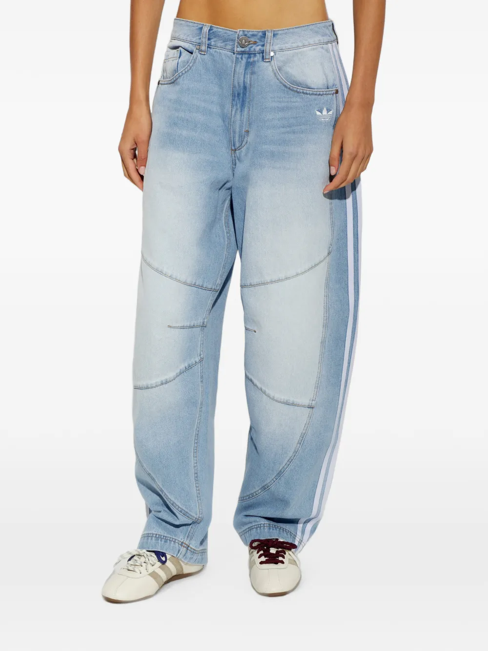 adidas side-stripe tapered jeans Blauw