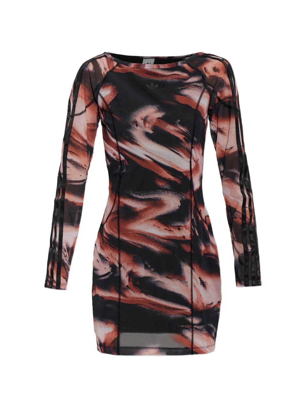 adidas abstract-print long-sleeve mini dress Zwart