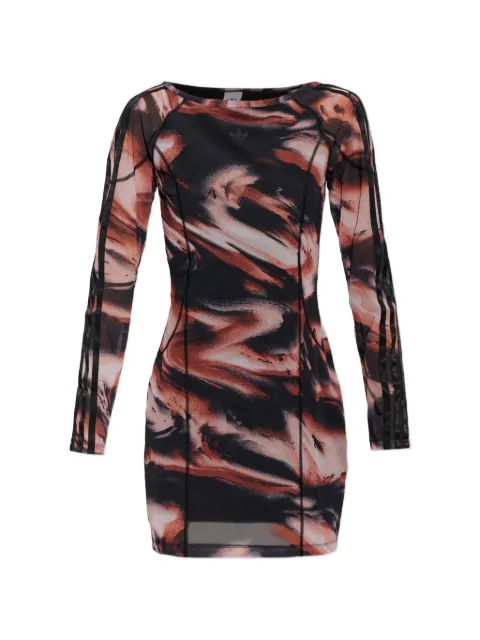 adidas abstract-print long-sleeve mini dress
