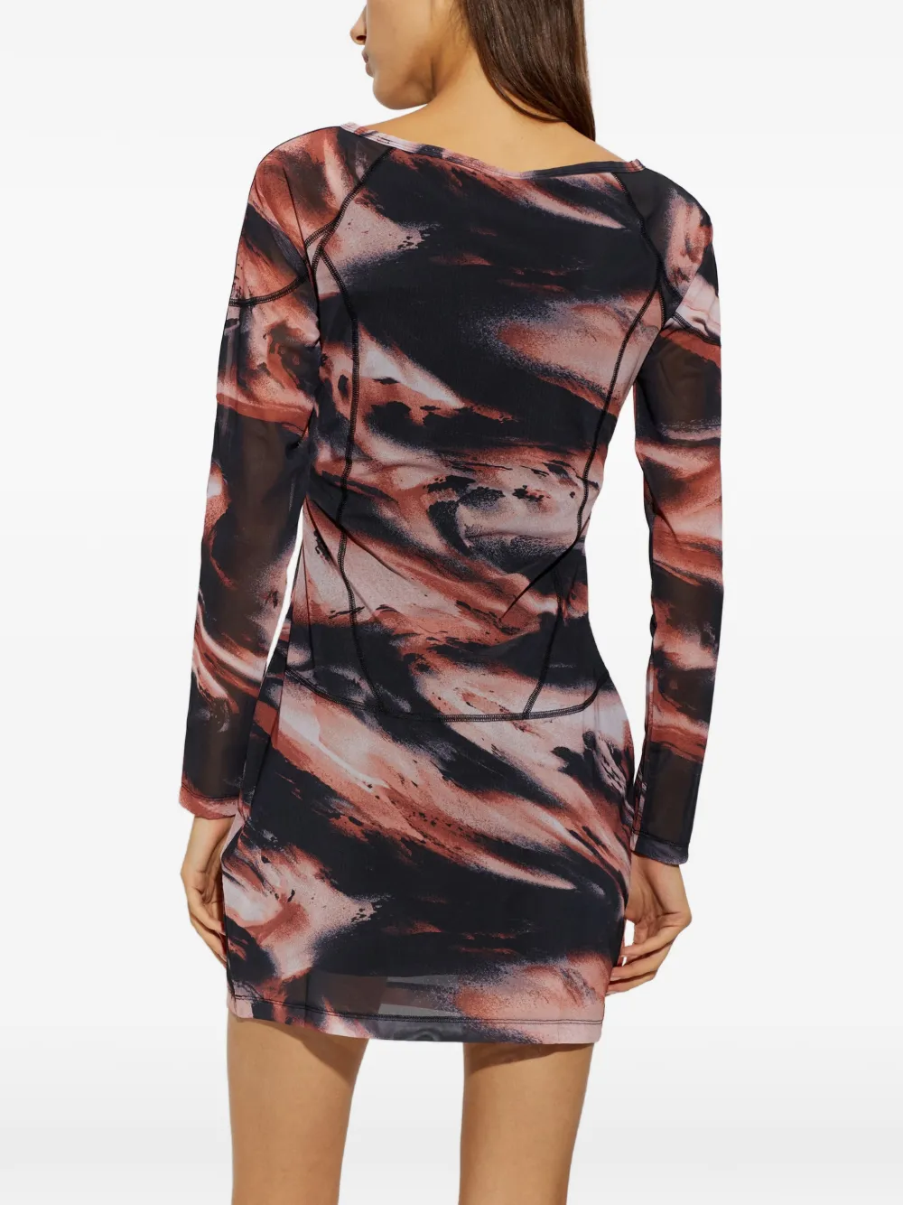 adidas abstract-print long-sleeve mini dress Zwart