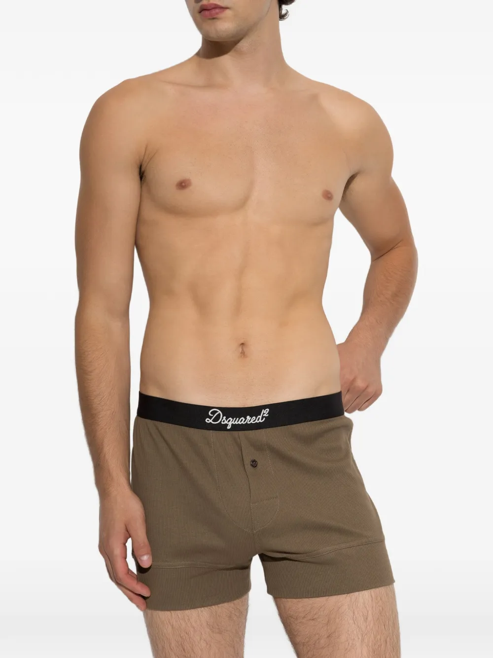 DSQUARED2 Geribbelde boxershorts met logo-tailleband Bruin