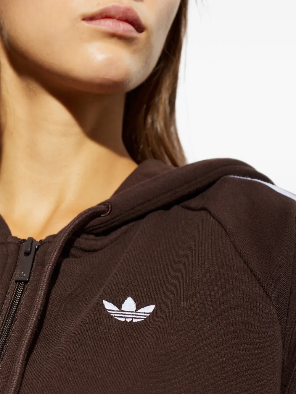 adidas logo-embroidered side-stripe hoodie Bruin