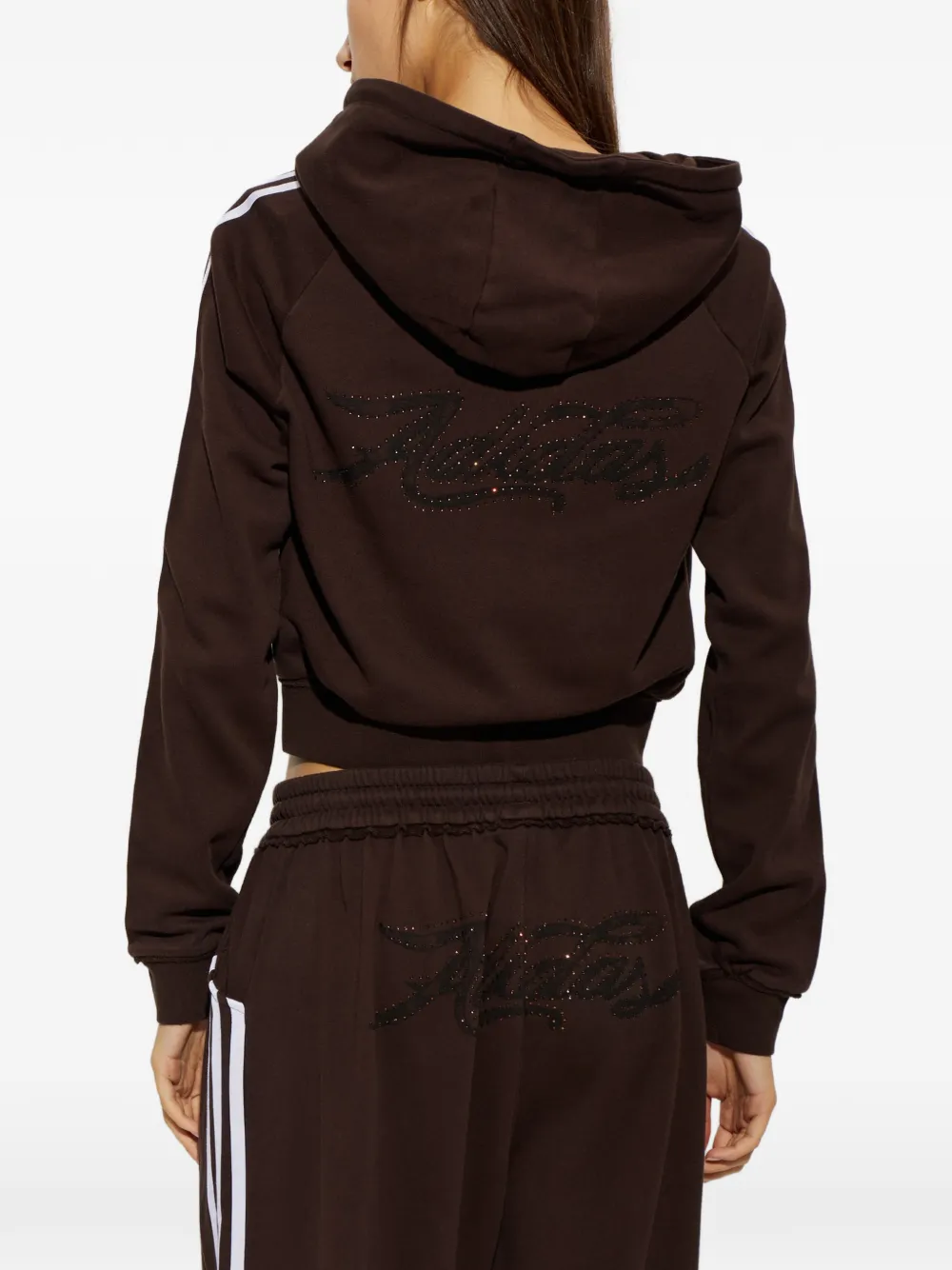 adidas logo-embroidered side-stripe hoodie Bruin