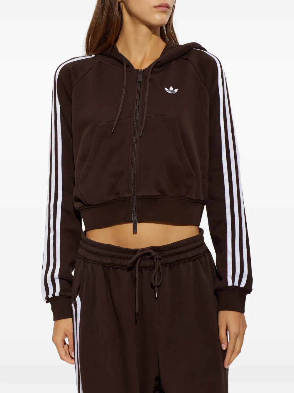 adidas logo-embroidered side-stripe hoodie Bruin