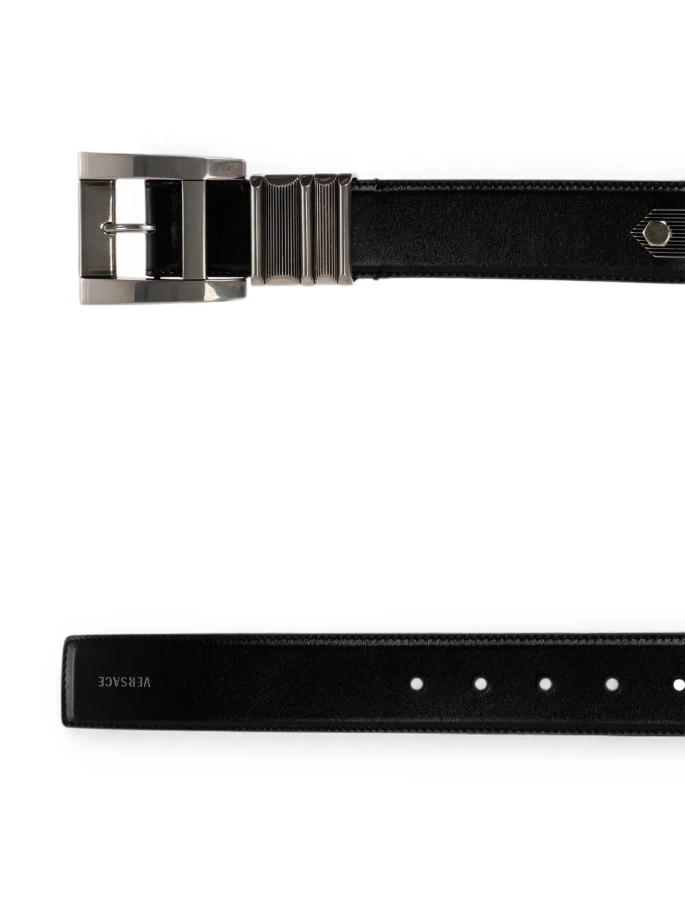 Versace Leren riem (4 cm) Zwart