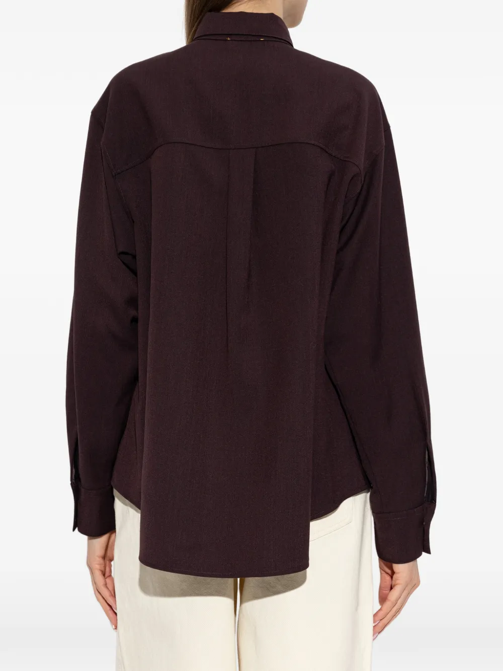 Forte Blouse met opgestikte zak en gestrikte hals Rood