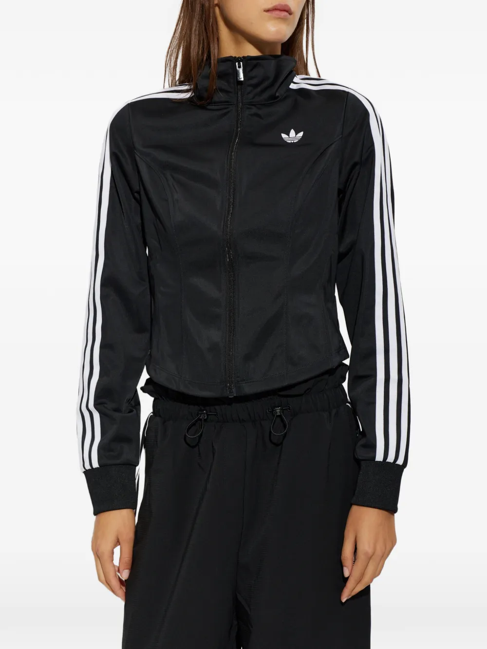 adidas logo-embroidered zip-up sweatshirt Zwart