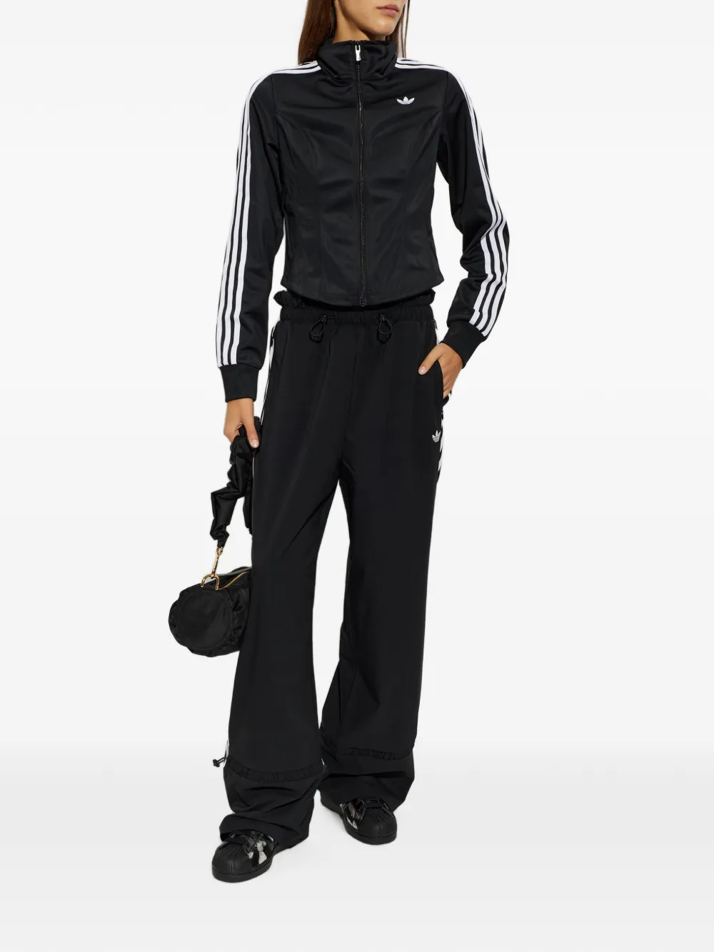 adidas logo-embroidered zip-up sweatshirt Zwart