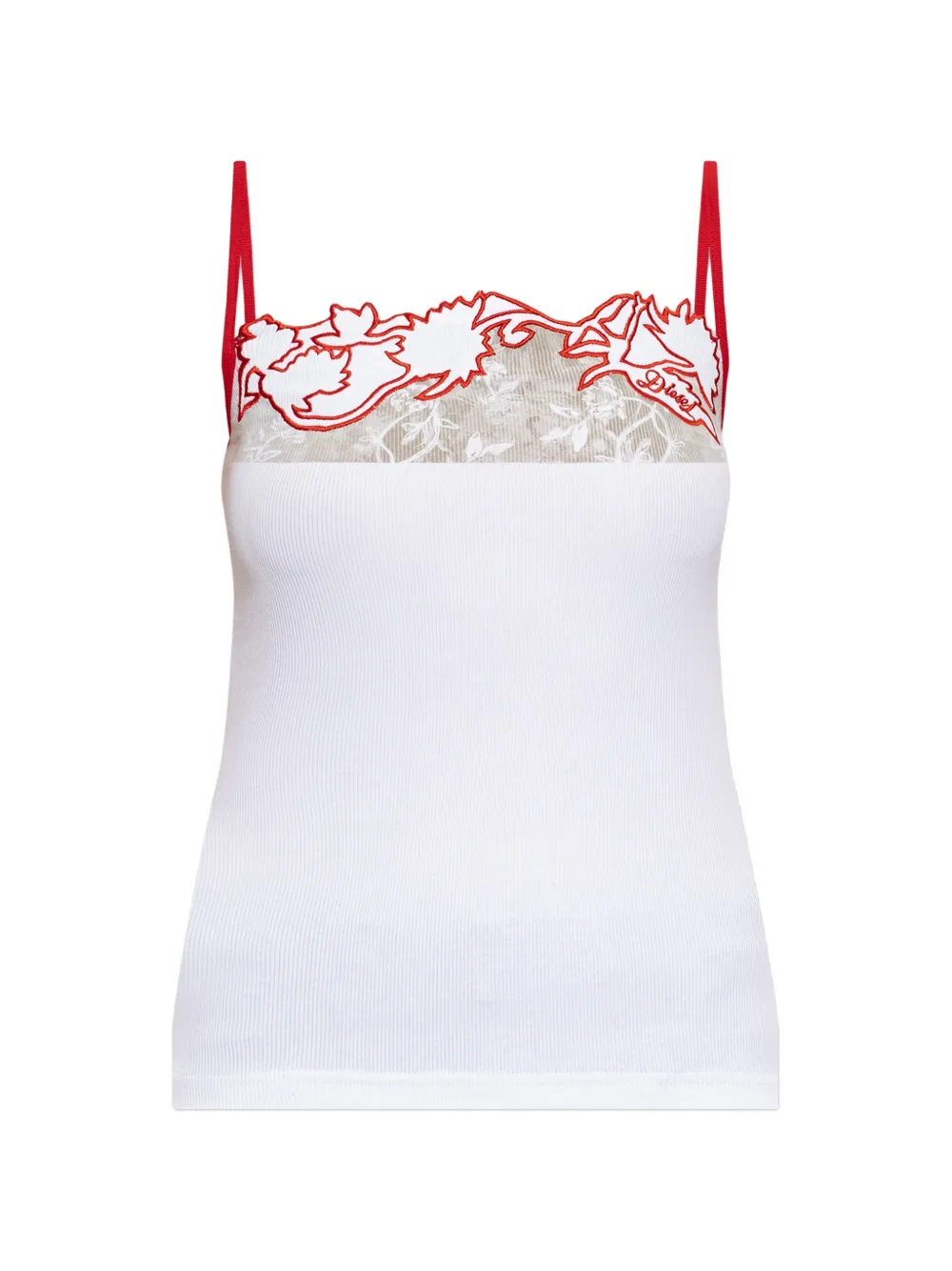 Diesel T-edna Embroidered Lace-trim Top In White