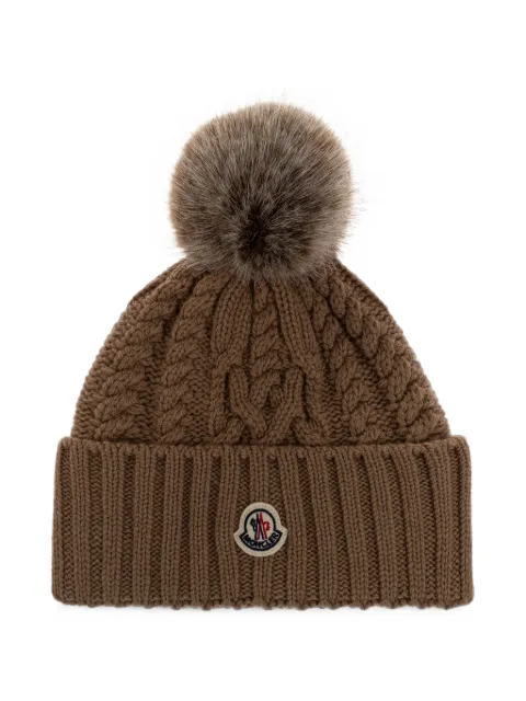 Moncler logo-patch beanie hat