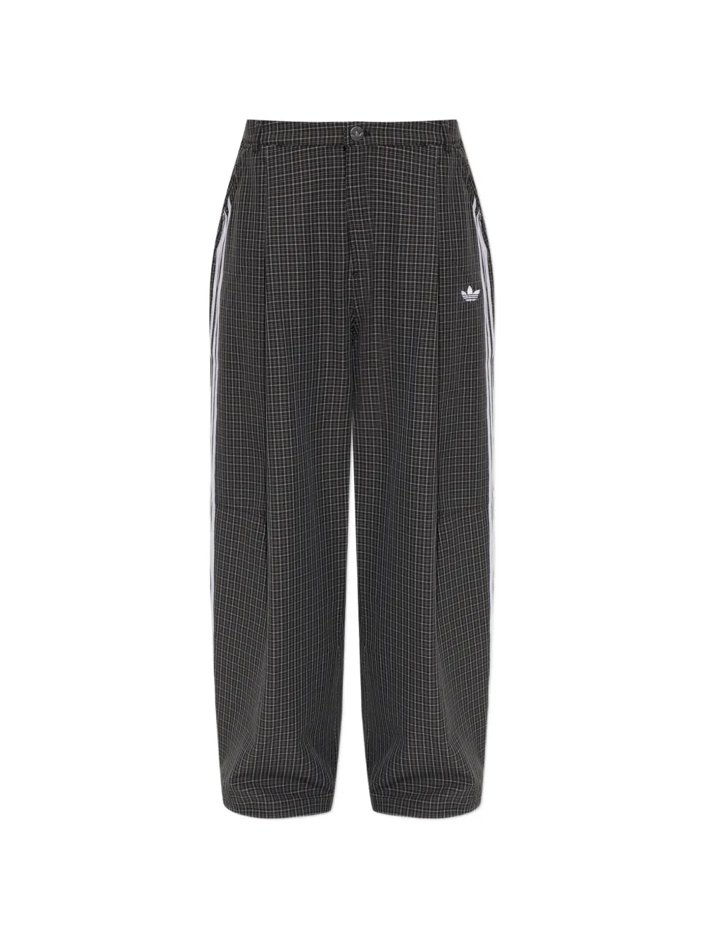 adidas check-pattern wide-leg trousers Zwart