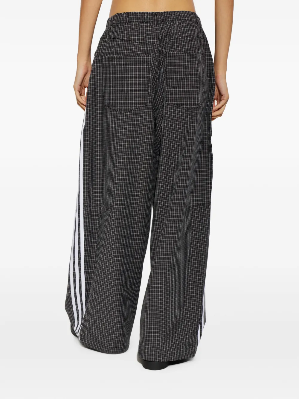 adidas check-pattern wide-leg trousers Zwart