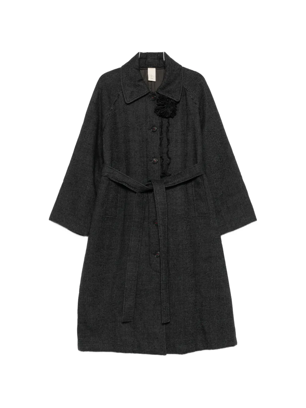 SOH check-pattern belted coat · 2