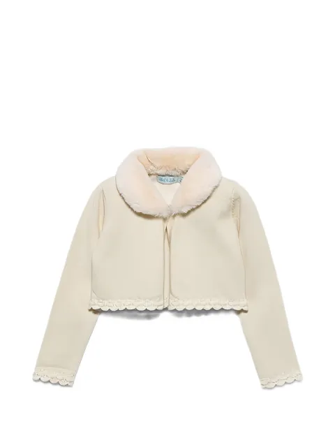 Abel & Lula faux-fur collar scalloped-edge jacket
