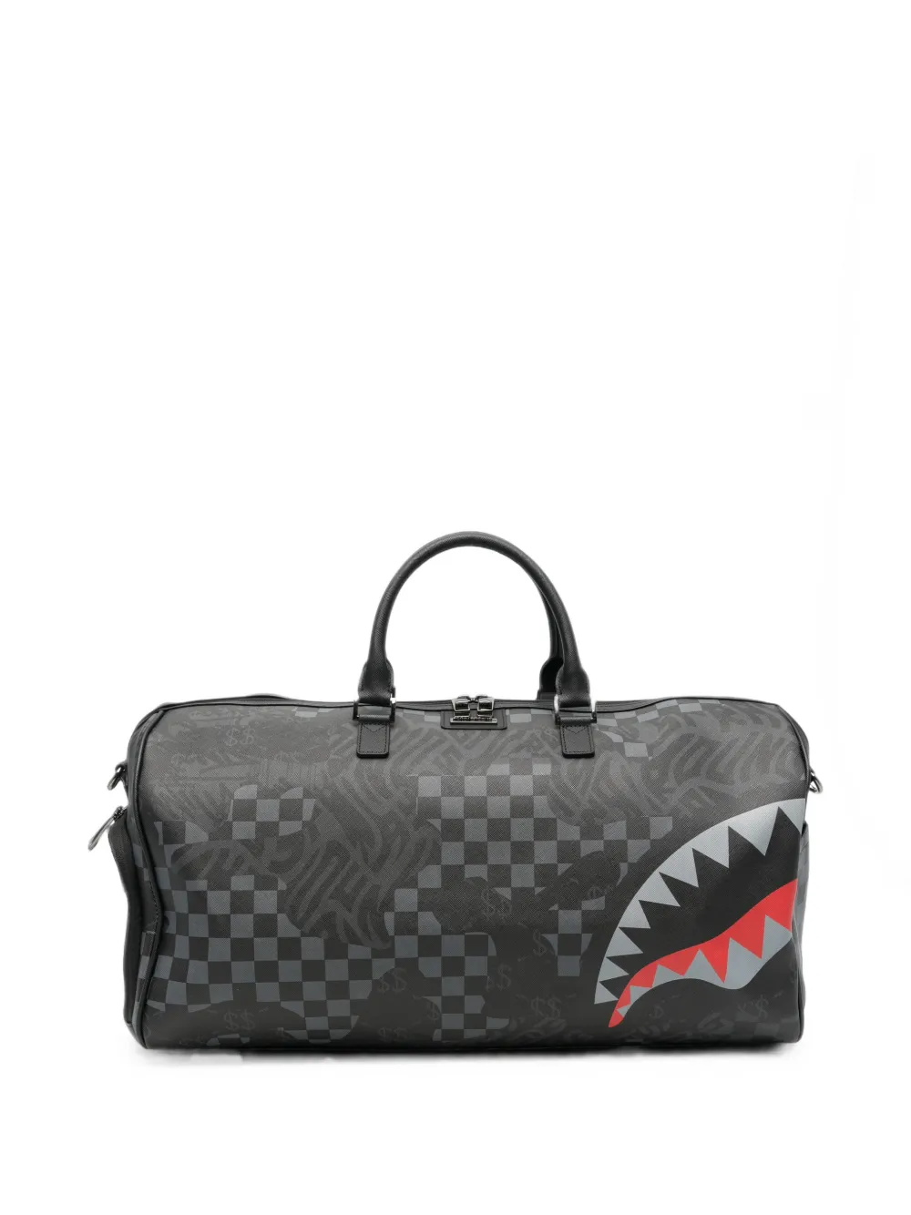 Sprayground Shark-mouth checkerboard-print holdall bag - Nero