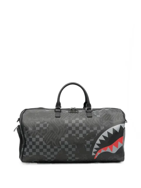 Sprayground Shark-mouth checkerboard-print holdall bag