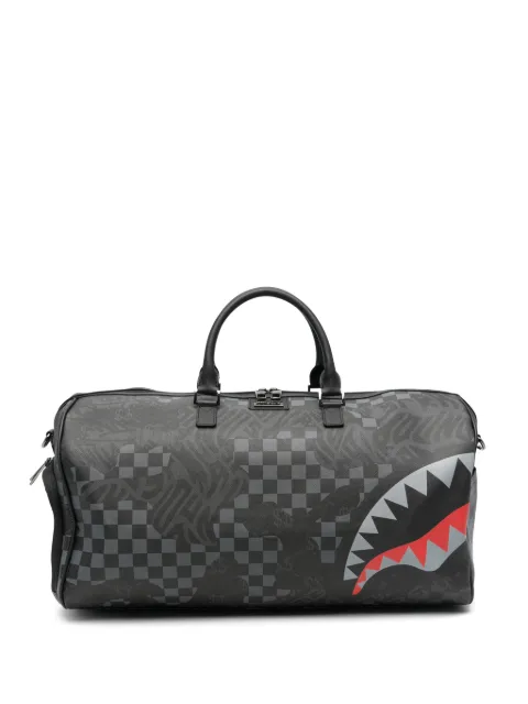 Sprayground bolso de viaje con motivo ajedrezado y boca de tiburón