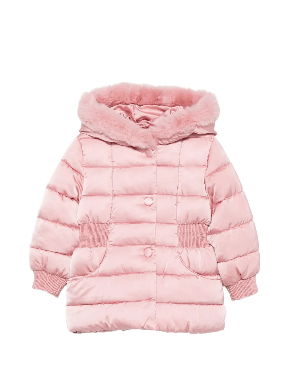 Abel & Lula faux-fur trim padded jacket - Rosa