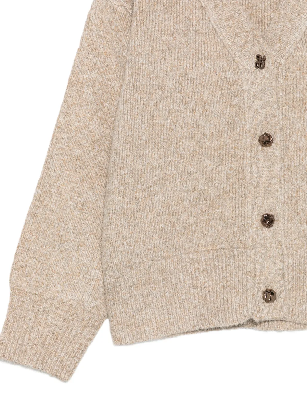 Abel & Lula Ribgebreid vest met V-hals Beige