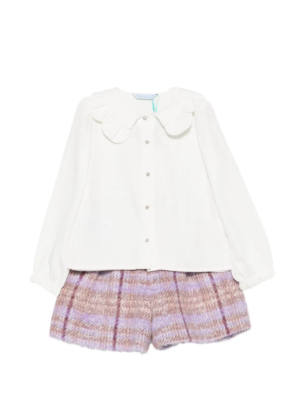 Abel & Lula checked ruffled shorts set - Bianco