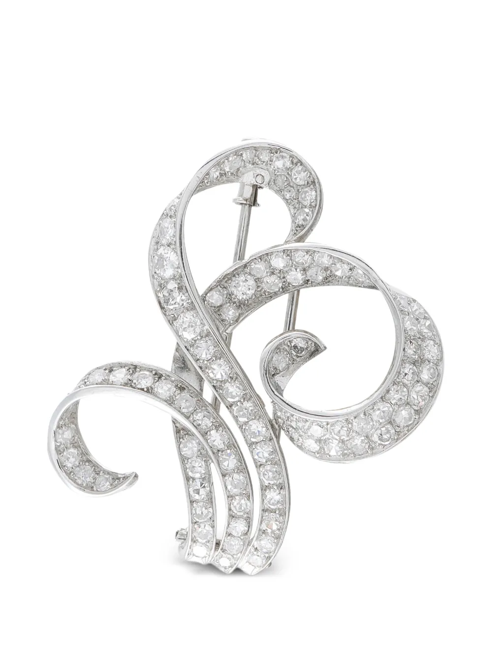 LB Exclusive diamond swirling ribbon brooch – Silver