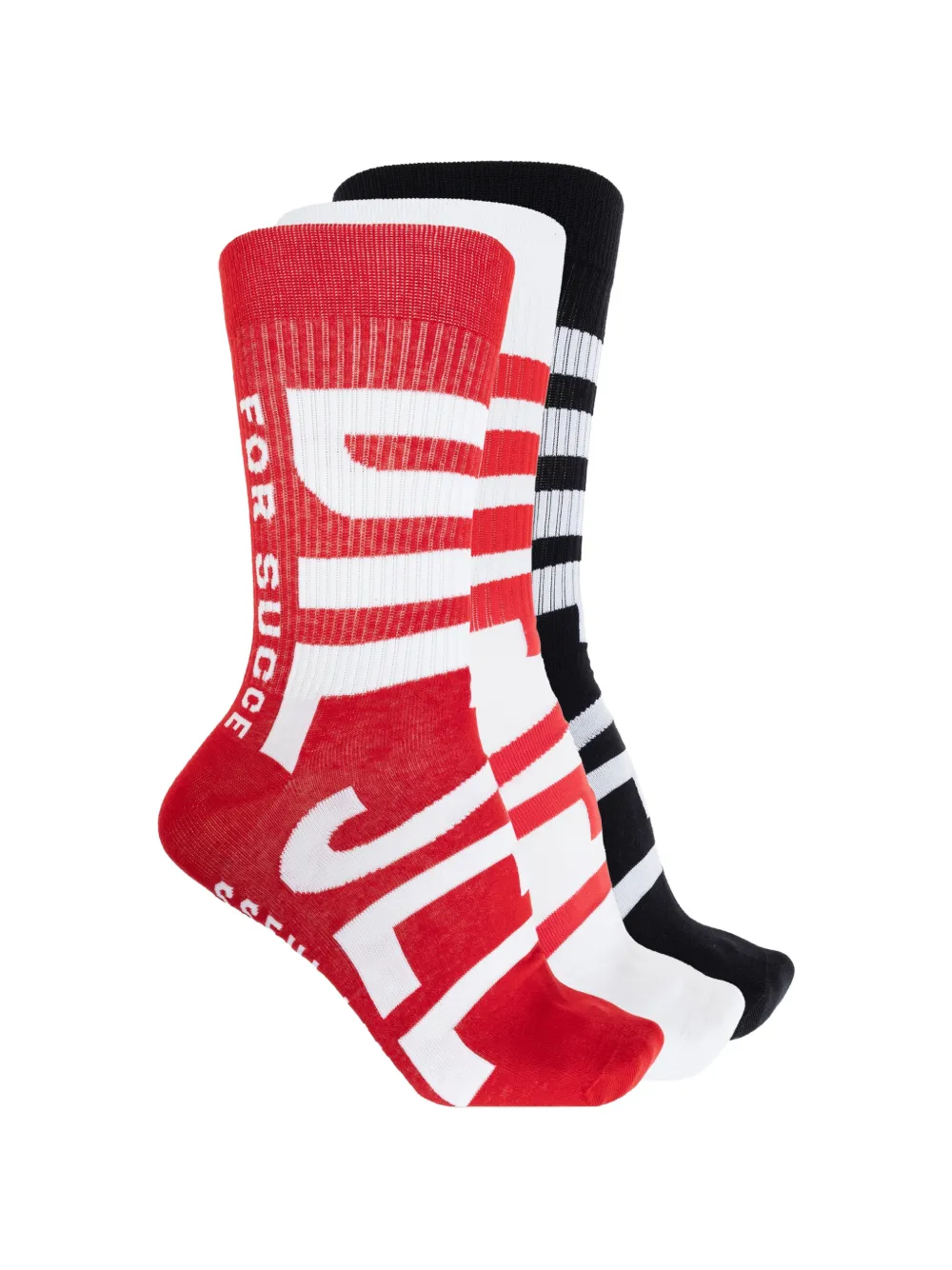 Diesel Drie paar sokken met maxi-logo Rood