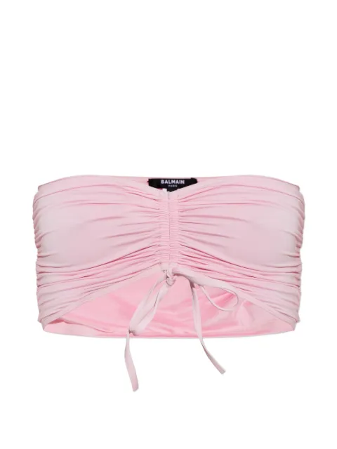 Balmain ruched tie-fastening beach top