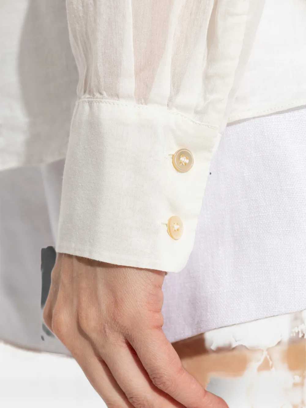 Forte Semi-doorzichtige blouse met striksluiting Wit