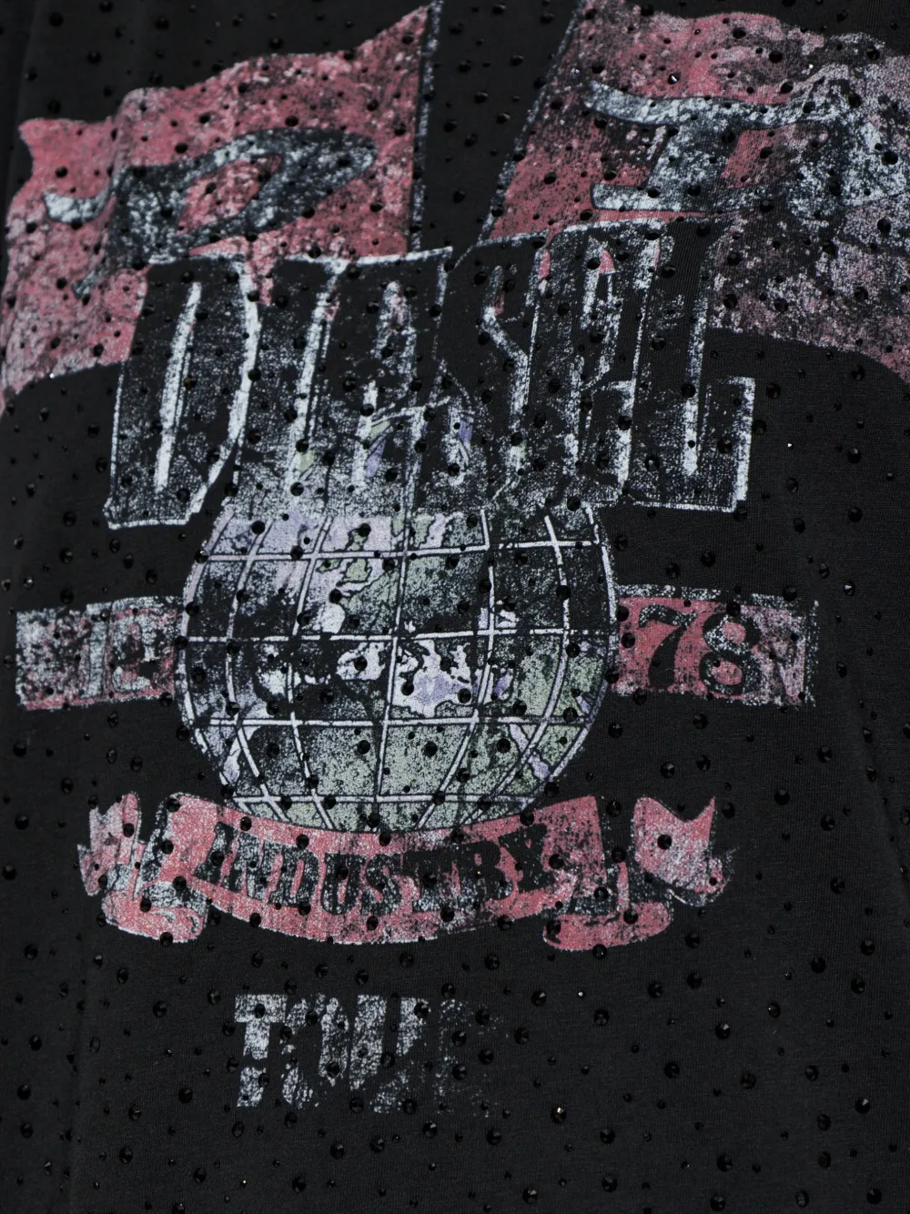 Diesel T-Marly T-shirt met grafische print en verfraaiing Zwart